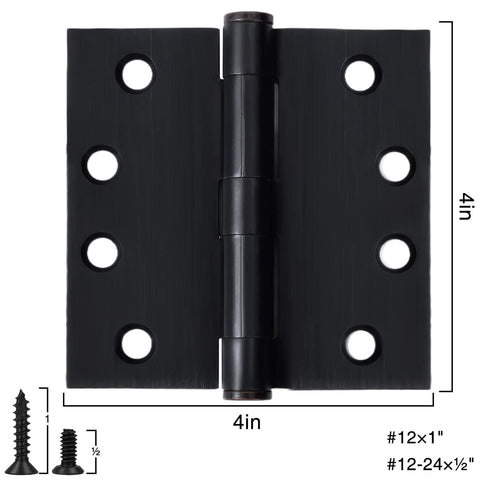 Exterior Door Hinges 4x4 Heavy Duty 3.3mm Thick Square Plain Bearing Oil Rubbed Bronze For Front Doors Commercial Use