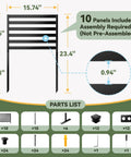 Diagram showing parts list for Metal Outdoor Privacy Screen 46.4 Inch High By 47.3 Inch Wide 10-Panel Freestanding Fence with Stakes