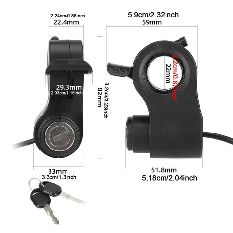 Electric Bike Thumb Throttle With Five Pin Ignition Switch Kit Durable PP Housing No Fuss Install For E Bikes Accelerator Attachment For Smooth Acceleration And Safer Rides Professional Repair Part