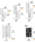 Diagram showing dimensions for stainless steel detachable lift off hinge set 270 degree black for kitchen cabinets, 2 pack.