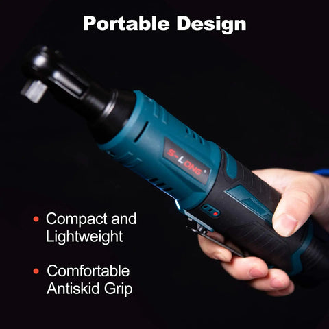 Cordless Electric Ratchet Wrench Kit Three Eighths Inch 400 RPM 12V Power Ratchet Driver With ergonomic design and grip