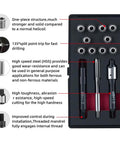 Metric M6X1.0 Thread Repair Kit With Stainless Steel Inserts, HSS Drill, Tap, Installation Driver, Counterbore in EVA Box