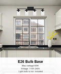 4 Light Vanity Fixtures Over Mirror in Matte Black With Clear Cylinder Glass Industrial Farmhouse Wall Sconces for Bathroom and Kitchen Dope Modern Lighting Bulbs Not Included shown in modern kitchen setting