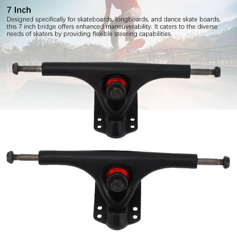 7 Inch Bridge Skateboard Bracket Pair For Dancing Longboards, Beefy Aluminum Alloy Long Trucks For Electric Skateboards