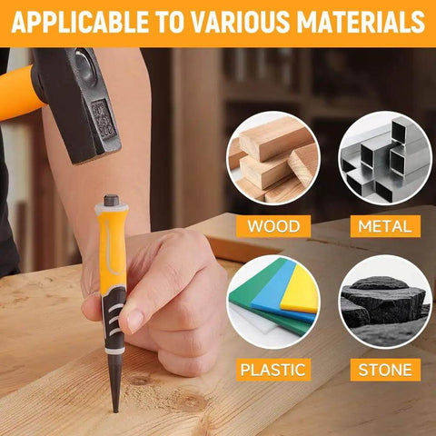 Using Pro Grade 3 Piece Pin Punch Set With CRV Steel Black Oxide Punches 1/32 1/16 3/32 Inches for wood, metal, plastic, stone