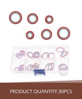 Group of red rubber seals in a storage case from Shop Grade 30 Piece Car Air Conditioning Gasket And Seal Assortment Set 3 Sizes Compressor Port O Rings For Repair.