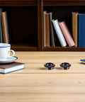 Cool Healifty 20 Pack Black Round Desk Cable Hole Cover Grommet Kit For Snazzy Wire Management And Tidy Office Or Home Study Setup on wooden desk