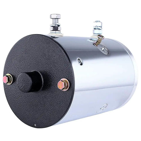 No Sweat 12V Dc Hydraulic Pump Motor Chrome Cw Rotary Fits Fenner SpX Pro Hopper Washout System Prestolite Style Oem W9799C close-up view.