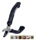 5 Inch Pro Grade Stripped Screw Remover Pliers With ESD Safe Grip Slim Non Slip High Carbon Steel Jaws For IT Electronics Mac PC And Circuit Board Repairs Made In Japan shown from side with high carbon steel jaws and ESD grip