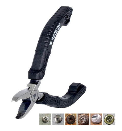 5 Inch Pro Grade Stripped Screw Remover Pliers With ESD Safe Grip Slim Non Slip High Carbon Steel Jaws For IT Electronics Mac PC And Circuit Board Repairs Made In Japan shown from side with high carbon steel jaws and ESD grip