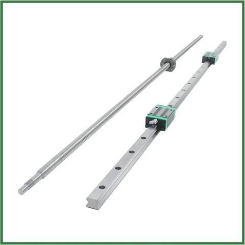 Dual Linear Guide Rail Kit With 1200mm SFU1605 Ball Screw And BF12 BK12 Mounts for CNC Router Lathe, components displayed