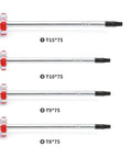 Grab And Go Magnetic Torx Screwdriver Set With Two Of Each T8 T9 T10 T15 Bits 3Mm Size 75Mm Length Red Handle Tamper Resistant Security Torx Heads