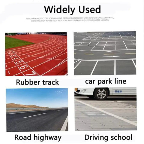 Heavy Duty Hand Push Line Paint Marker Roll Right Along Driveways Without Breaking A Sweat Crisp Stripe Applicator for parking lot and driving school line markings.