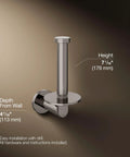 K-73148-TT Composed Vertical Toilet Tissue Holder In Titanium Finish with height and depth measurements shown