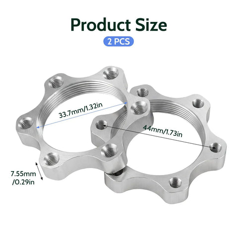 Two Pack Bike Flange Adapters For Disc Brake Hubs 6 Bolt 44mm To 1.73 Inch Conversion Aluminum Alloy CNC Machined Lightweight
