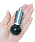 Tough As Nails Spring Loaded Pull Pin With Comfortable Ball Handle Quick Release Steel Plunger Dowel Rod in hand showing size.