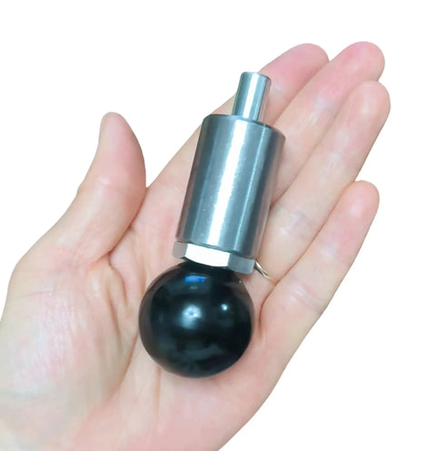 Tough As Nails Spring Loaded Pull Pin With Comfortable Ball Handle Quick Release Steel Plunger Dowel Rod in hand showing size.