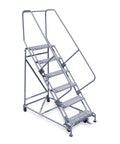 Heavy Duty Steel Rolling Ladder Platform Featuring Smooth Ride Casters, Secure Grip Rail, Sixty Inch Platform Height, Ansi And Osha Approved, Lifts Up To Eight Hundred Pounds, Built Tough For The Daily Grind.