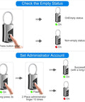 Instructional steps for Keyless Fingerprint Padlock With Key Backup Waterproof Smart Lock For Gym Bags Luggage Backpack Bike And Office