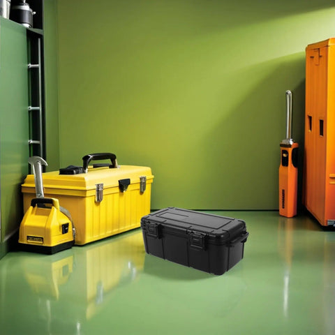 Portable Hard Tool Case Waterproof Shockproof Plastic Storage Box With Reliable Sealing And Explosion Proof Design shown on floor