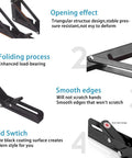 Heavy Duty Folding Shelf Bracket Six Inch Wall Mounted Collapsible Workbench Support showing smooth edges and folding process.