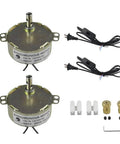 2-Pack Synchronous Turntable Motor Kit With 5-6 RPM, 4W, 100-127V, 7Mm Flexible Coupling, Power Cord Plug components shown