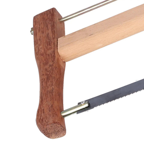 Medium Frame Saw Blade Replacement For Woodworking And Carpentry Smooth Draw Cut Design showing thick teak handle and manganese blade design.