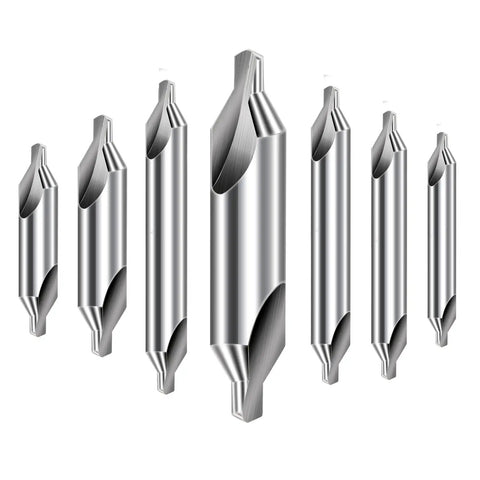 Center Drill Bits Set Built Tough With High Speed Steel, 7 Pc 60 Degree Countersink Tool Kit For Lathe Metalworking