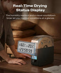 Upgraded SpacePi SE Filament Dryer for 3D printers with display showing real-time drying status and countdown timer