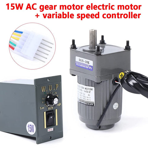 Built To Last Heavy Duty 15W 110V AC Single Phase Gear Motor With 125 RPM Variable Speed Controller 10K High Torque Gear Reducer