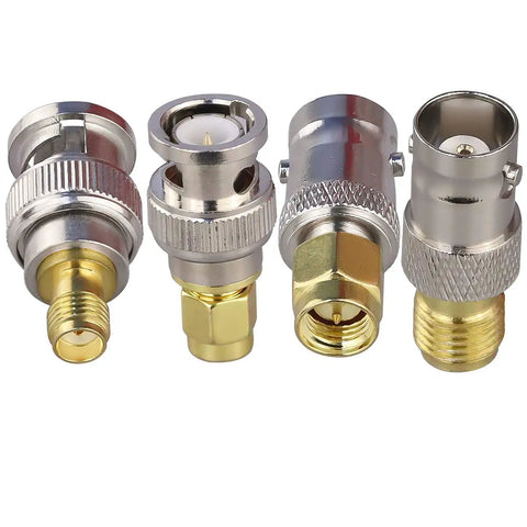 4 Pack SMA To BNC Coax Adapters All In One Kit For SDR Ham Radio Scanner And Walkie Talkie SMA Male To BNC Male SMA Female To BNC Female Gold Plated Copper And Nickel Brass Construction Durable Antenna Connector