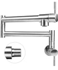 Pot Filler Faucet Wall Mount Stainless Steel Kitchen Faucet With Foldable Stretch Arm And Double Joint Swing, close-up view