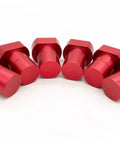 Six Pack Aluminum Bench Dogs With Non Slip Pads For Three Quarter Inch Workbench Holes, anodized red aluminum stops