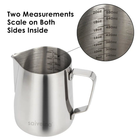 Barista Grade Stainless Steel Milk Frothing Pitcher 20oz 600ml For Espresso Machines And Latte Art Dishwasher Safe Rust Proof Easy To Clean Perfect For Cappuccino And Milk Foam
