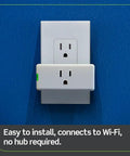 Decora Smart Plug 2nd Gen WiFi Works With Matter Voice Assistant Compatible shown plugged into wall outlet