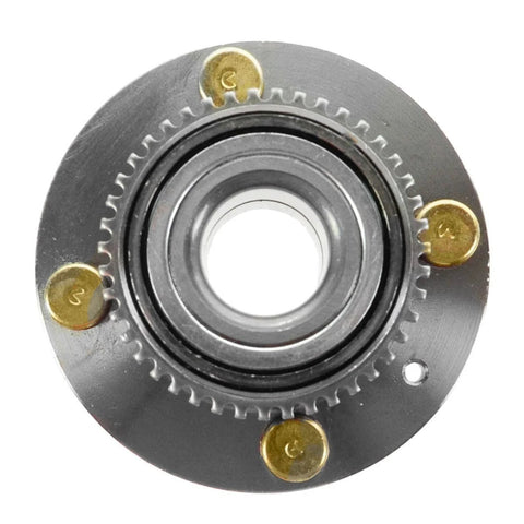 Wheel Hub And Bearing Assembly Direct Fit Plug And Play 4 Lug Rear Left And Right For Mitsubishi Lancer 2.0L 2002 2007 And 2.4L 2004 2006 MR493619 538 58921 ABS Sensor Not Included viewed from top