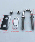 4 Inch Stainless Steel Marine Bow And Stern Eye Tie Down U Bolt Set 2 Pieces For Rock Solid Boat Rigging And Deck Mounts With Heavy Duty 316 Grade Corrosion Resistant Finish, disassembled view