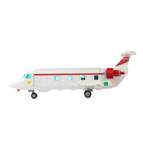 Side view of assembled Airplane Building Block Set With 633 Pieces For Kids And Adults, Aviation Series Construction Kit.
