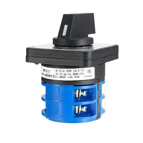 LW28-32 Changeover Switch 3 Position 8 Terminal Universal Rotary Cam Selector Latching Switch 690V 32A close-up view