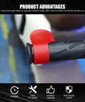 Close-up of Heavy Duty Motorcycle Cruise Control Throttle Assist Grip For 7/8 Inch Bars, ergonomic red and black design.