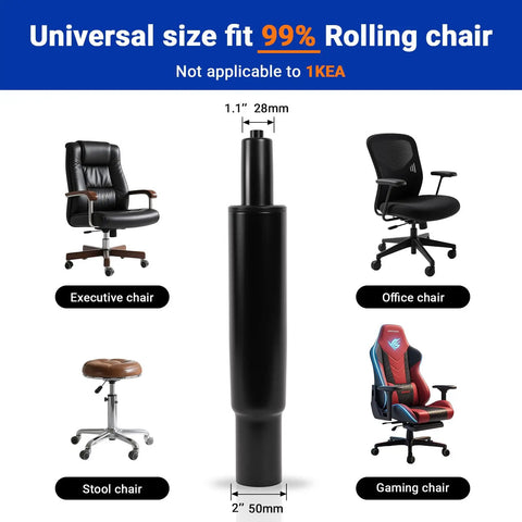 Beefy 5.5 Inch Short Office Chair Cylinder Replacement with chairs showing universal fit design