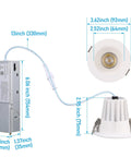 TORCHSTAR 6-Pack 5CCT 3 Inch LED Recessed Lighting, Anti-Glare, CRI90 with size dimensions displayed.