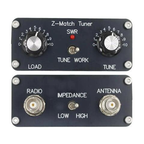 Front panel controls of Manual Antenna Tuner For Ham Radio 3-28 MHz High Efficiency Z-Match With Wide Impedance Range.