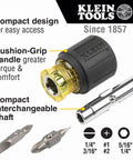 Magnetic 11 In 1 Screwdriver And Nut Driver Kit with compact design, cushion grip handle, interchangeable shaft, and various bits