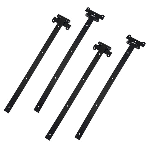24 Inch Black T Strap Gate Hinges Set - Heavy Duty 2 Pack With 14 Mounting Screws, 4mm Thick Iron, Black Powder Coating To Resist Rust