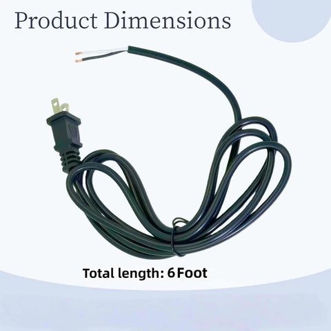 Two Pack 6 Foot 18AWG Power Tool Replacement Cord With 2 Prong Polarized Plug 110V To 300V Pigtail coiled view