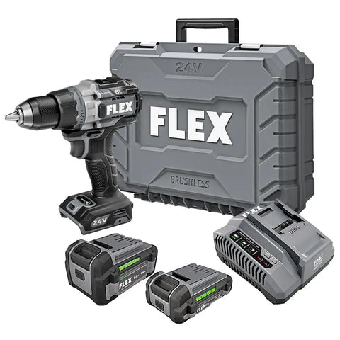 24V Brushless Cordless One Half Inch Drill Driver Kit With Turbo Mode And 1400 In Lbs Torque 2 Speed Includes 2.5Ah And 5.0Ah Lithium Batteries And 160W Fast Charger with case