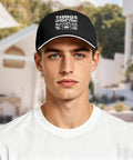 Man wearing Funny Spare Time RV Traveler Cap For Men And Women Adjustable Cotton Baseball Hat with printed design