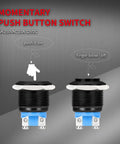 12V 19mm Momentary Horn Push Button Switch Waterproof Round Power Button demonstration for RV Truck Boat Marine
