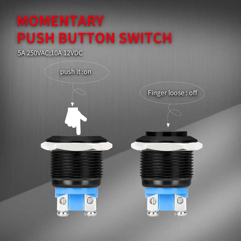 12V 19mm Momentary Horn Push Button Switch Waterproof Round Power Button demonstration for RV Truck Boat Marine